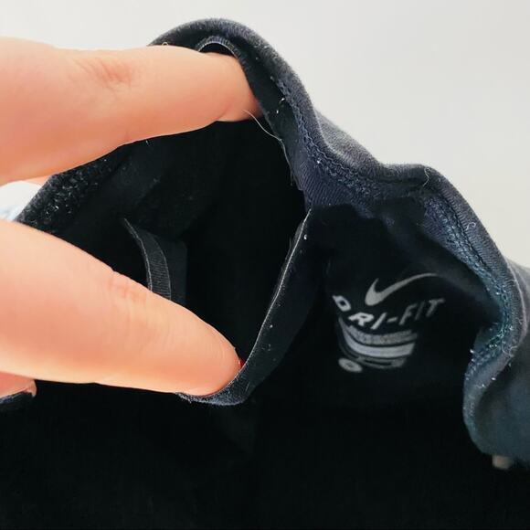 NIKE Black Cropped Leggings White Geometric Pattern Stripe Dri Fit Gym Workout S - Picture 6 of 10